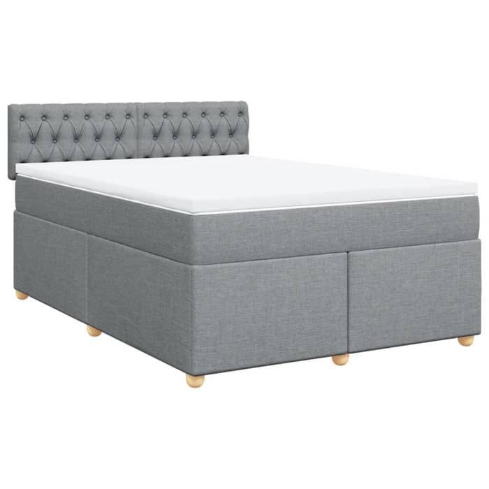 VidaXL Slatted Bed Base with Mattress Light Grey 140x190cm Fabric 3288982