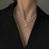 Minimalist Titanium Steel Clavicle Necklace with Pearl Pendant for Women - Versatile Cold Style Fashion Jewelry