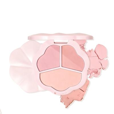 HOJO WOO Cheek Palette, 3 Colors, Pink Blush, Matte Finish, Natural, Highly Pigmented, Soft, Healthy Glow, Transparency, Gradient Makeup,
