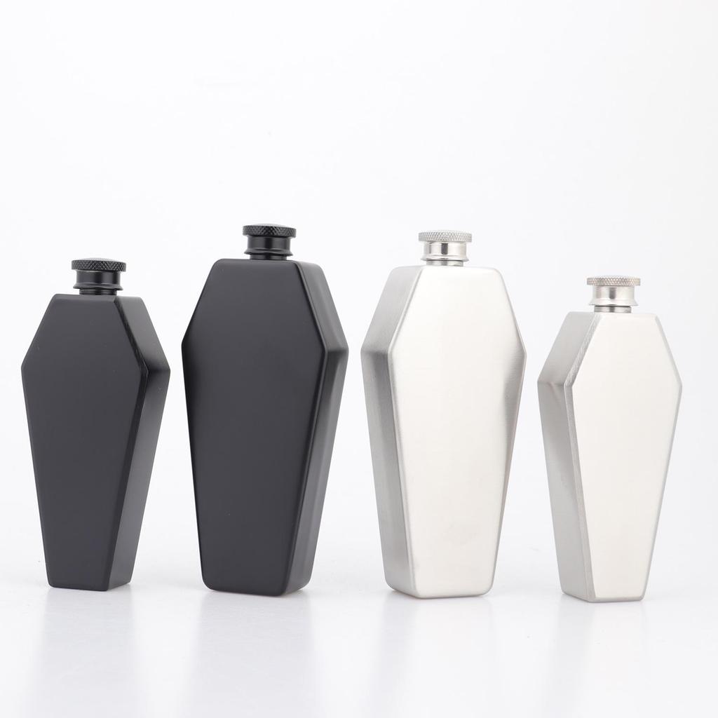 Cross-Shaped 6oz 304 Stainless Steel Hip Flask Set - Personalized Mini Portable Baijiu Coffin Bottle