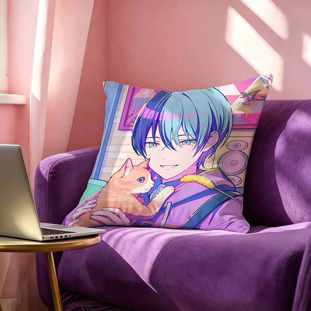 Cosplay Singer Cartoon Aoyagi Toya Pillow Case Square DoubleSided Sofa Cushion Cover Bedroom Bedside Pillow