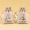6Pcs Easter Linen Gift Bag Bunny Candy Cookie Packaging Bags Spring Easter Party Favor Supplies Kids Gifts Easter Decor 2026
