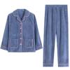 Pajamas Women'S Winter Coral Fleece Thickened Fleece Simple Autumn And Winter Homewear Large Size Flannel Warm Set