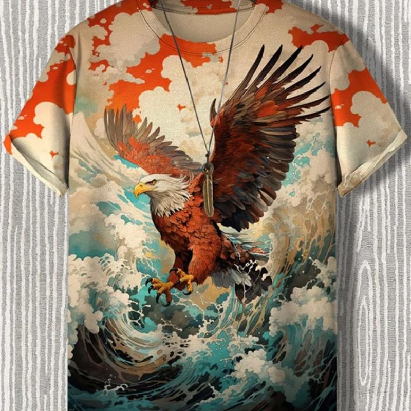 Japanese Style Female Pattern 3D Printed Crew Neck Short Sleeve T-shirt For Men, Casual Summer T-Shirt For Daily Wear And Vacation Resorts