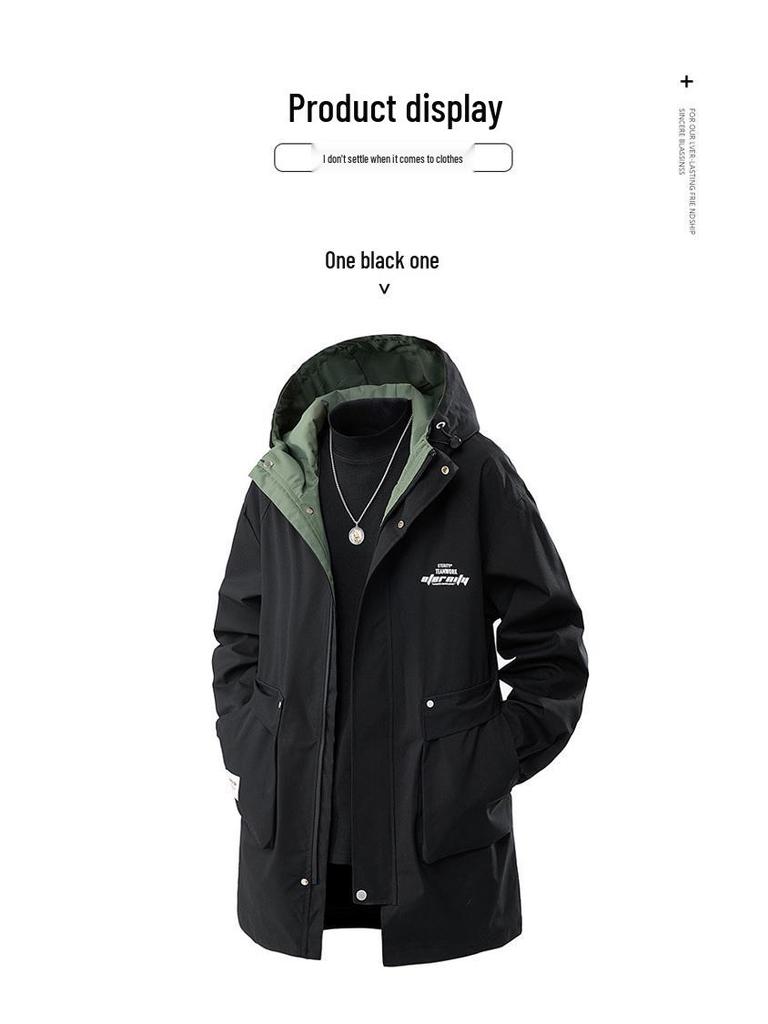 Herren Mittellanger Kapuzen-Vogelscheuchen-Trenchcoat - Trendig, Locker Übergröße für Frühling & Herbst