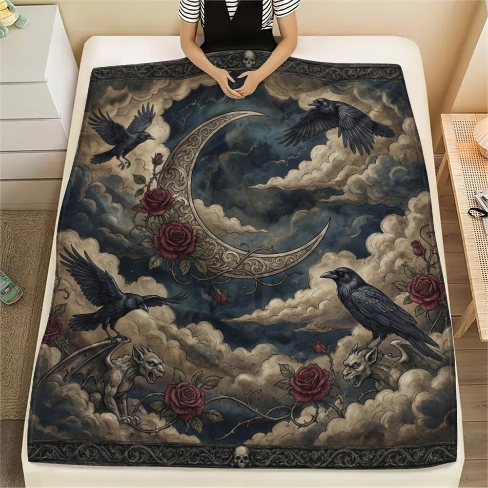 1Pc Sky Print Flannel Blanket, High Quality Comfortable for All Seasons, Home Decor, Warmth and Comfort, Perfect for Christmas Gifts W162
