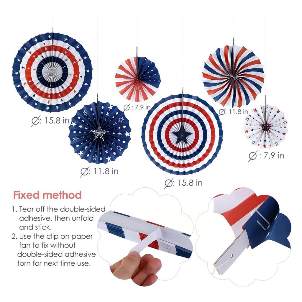 American Independence Day Decoration Set Party Decoration Paper Fan Flower Set