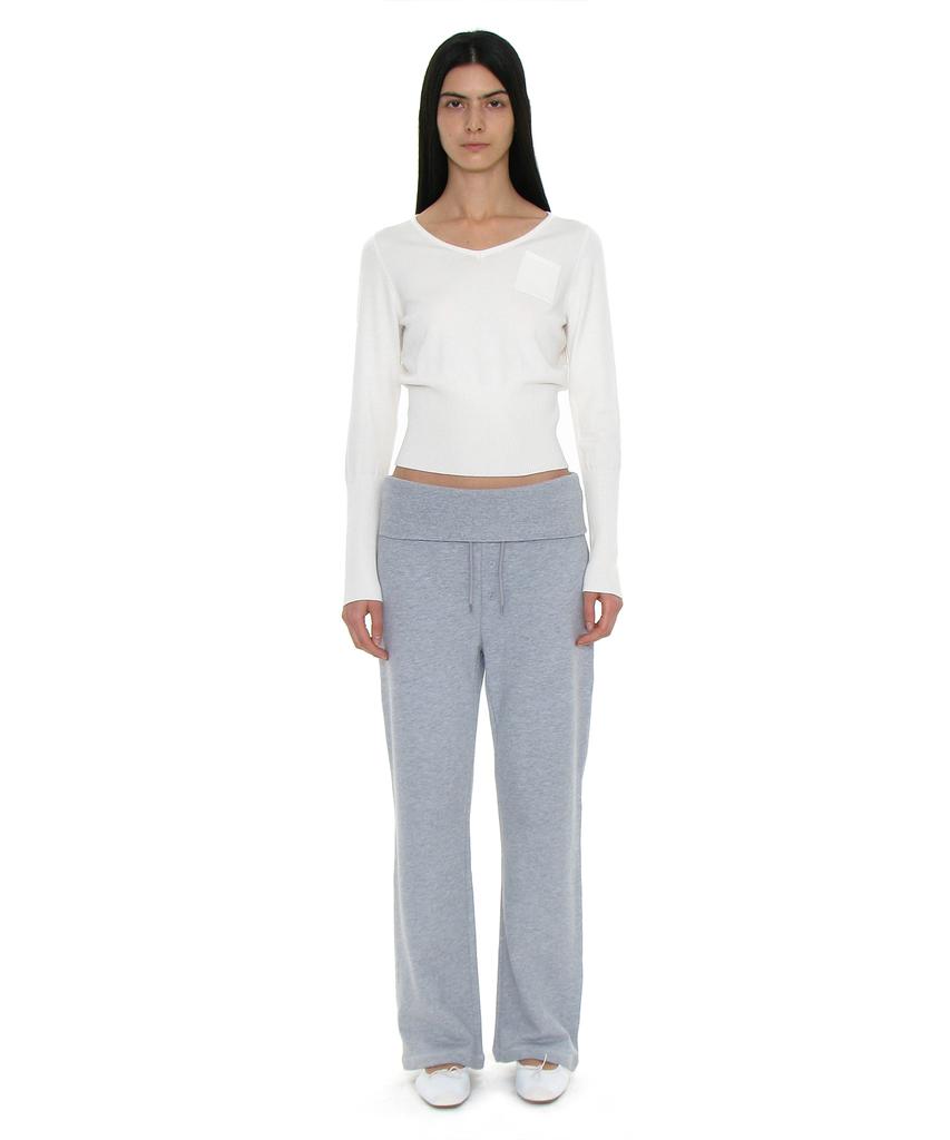PARTIMENTO WOMEN Pwc V-Neck Pocket Pointed Wide Rib Knit_Ivory