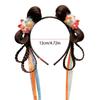All-match Flower Children Wig Headband Tassel Braid Hair Hanfu Hair Sticks Plush Ancient Style Red Bow Hairband Girls