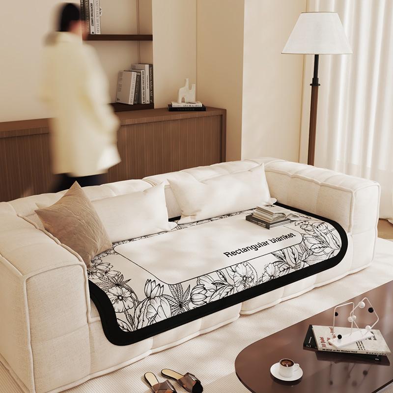 

Retro Ice Silk Sofa Cushion Non-Slip Cool Breathable One-Piece Living Room Straight Row Sofa Cover Cloth 90*90cm