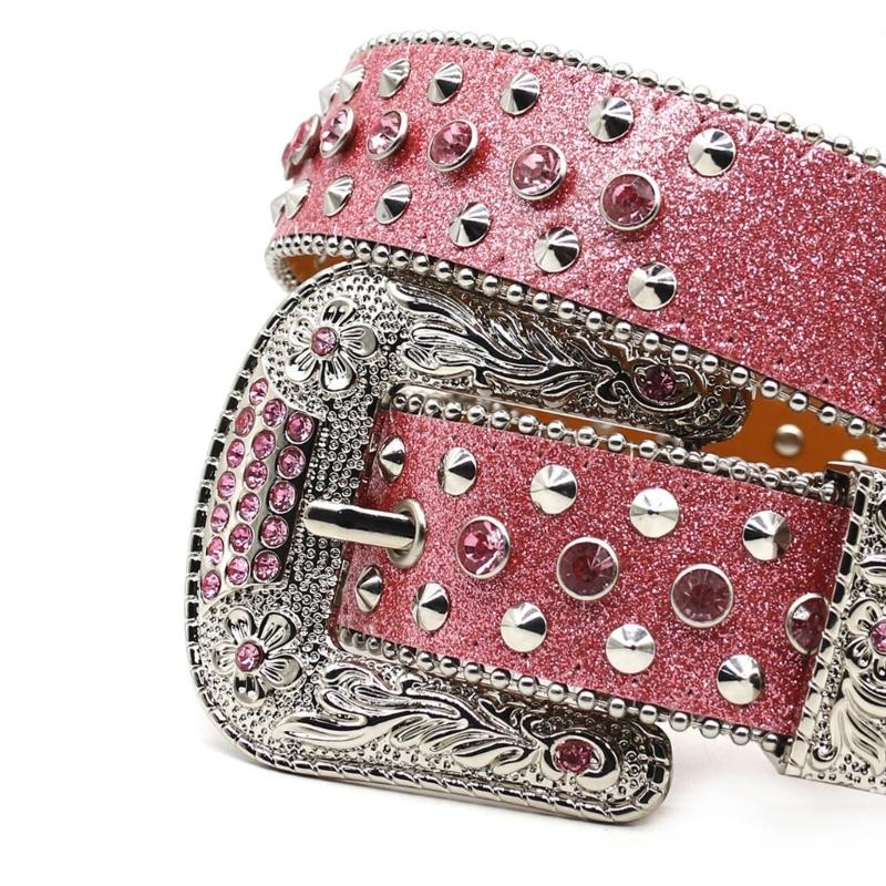 Damen Jeans Gürtel Nieten Western Punk Gürtel Beeindruckende Gotische Nieten Kreuz