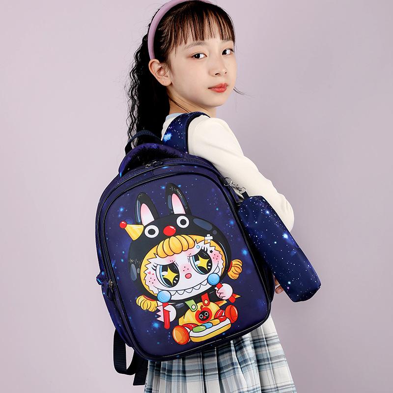School Bag Labub Backpack School Bag Primary School Students Cute Cartoon School Bag Boys and Girls Burden Reduction Bag