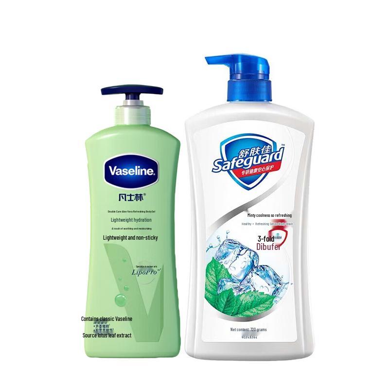 Vaseline Aloe Fresh Body Lotion & Mint Shower Gel Set