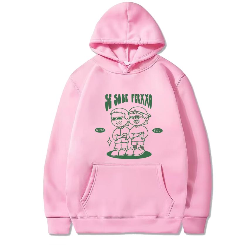 Trend Cartoon Blessd X Feid Ferxxoo Graphic Hoodies Men Women Funny Casual pullovers Unisex Fleece Long sleeve streetwear Coat