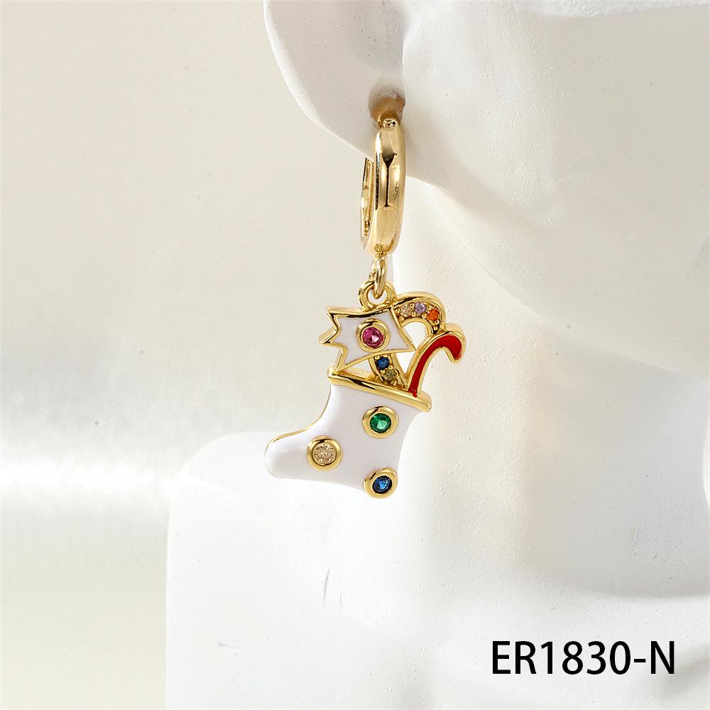 Christmas Lolita Fashion Hoop Earrings: Snowflake, Reindeer & Tree Charm Set