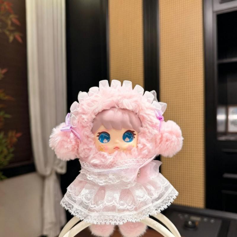 French Lace Plush Doll Keychain Cute Soft Vinyl Face Pendant for Girls Backpack Purse BFF Birthday Surprise Gift