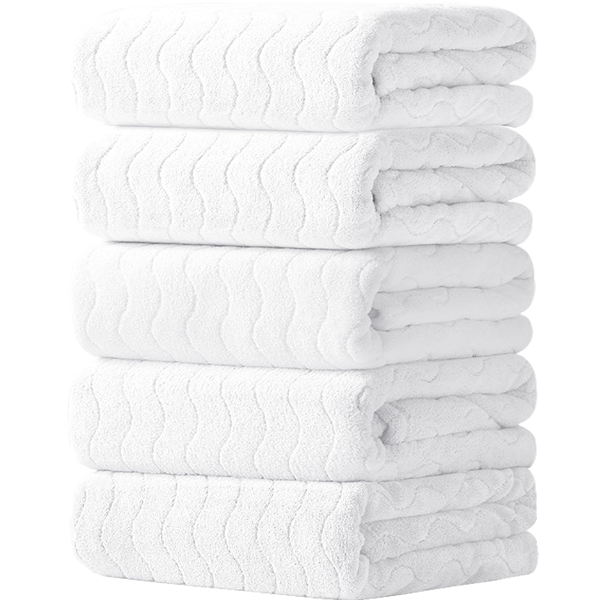 

Пушистые полотенца Cozyone, мгновенно мягкие и долговечные после ванны (Набор 5) - Микрофибра гостиничного класса, Большой, Толстый, Быстросохнущий, Впитывающий, белый