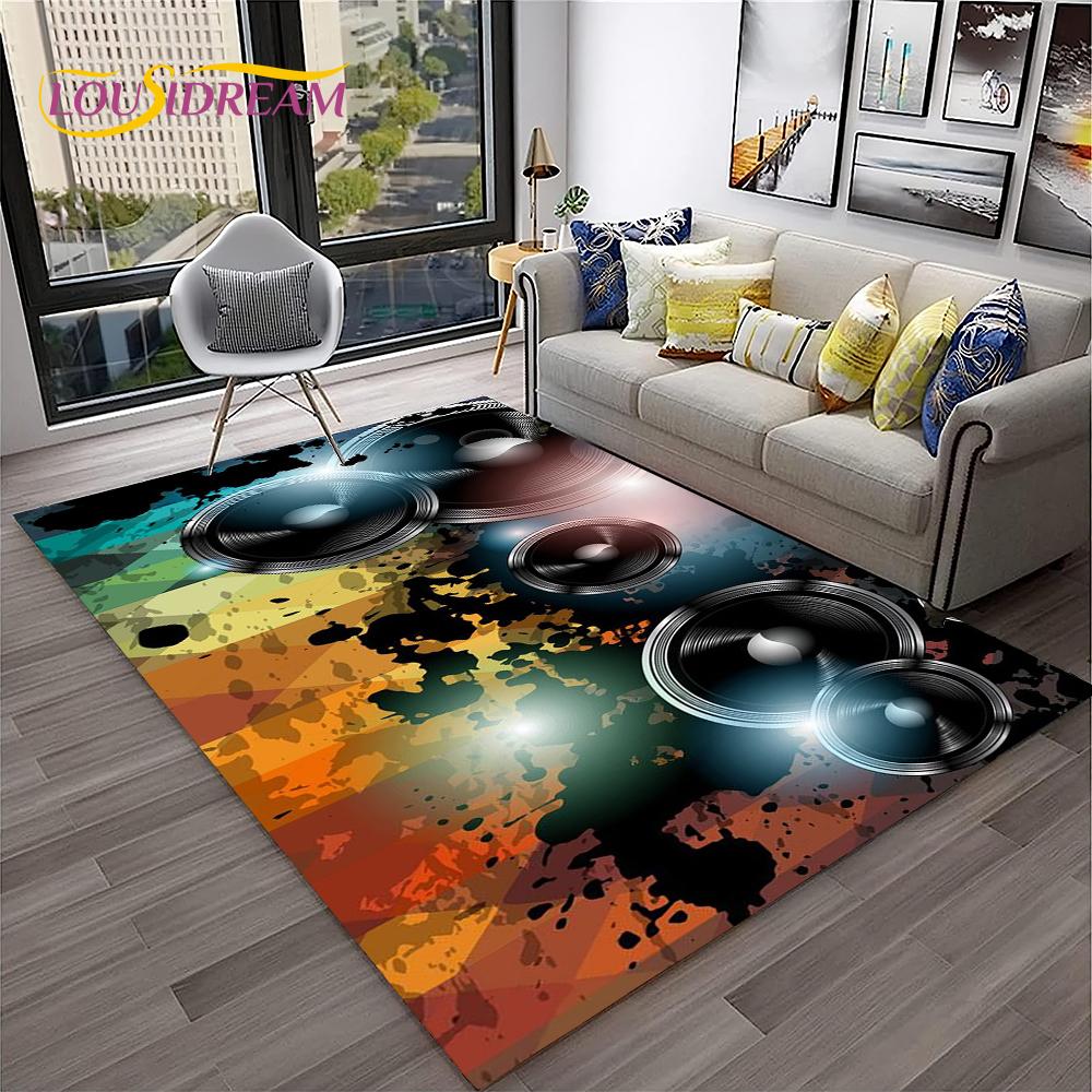 Muzyka Sztuka 3D Płyta Winylowa Retro Dywanik Dywan do Domu Salon Sypialnia Sofa Wycieraczka Dekor, Dywanik do Zabawy dla Dzieci Antypoślizgowa Mata Podłogowa