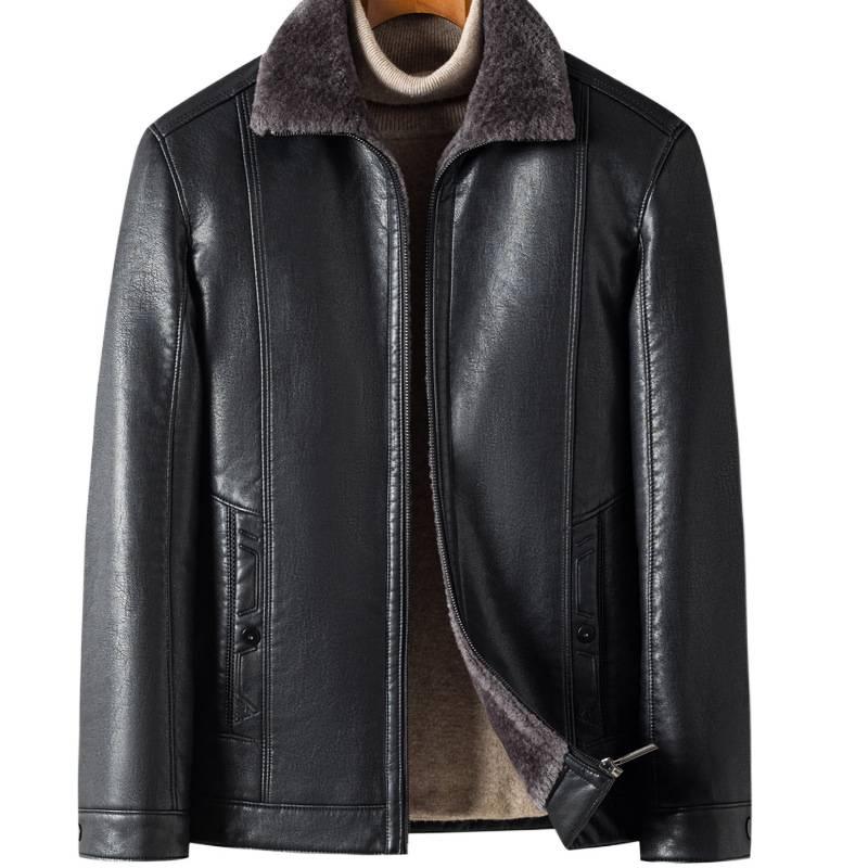 Pierre Cardin Men's Winter Sheepskin Leather Jacket with Fur Lining