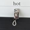 Korean-Style Black Heart Mirror Phone Case for iPhone 15/16/17/17 Pro Max (Female)