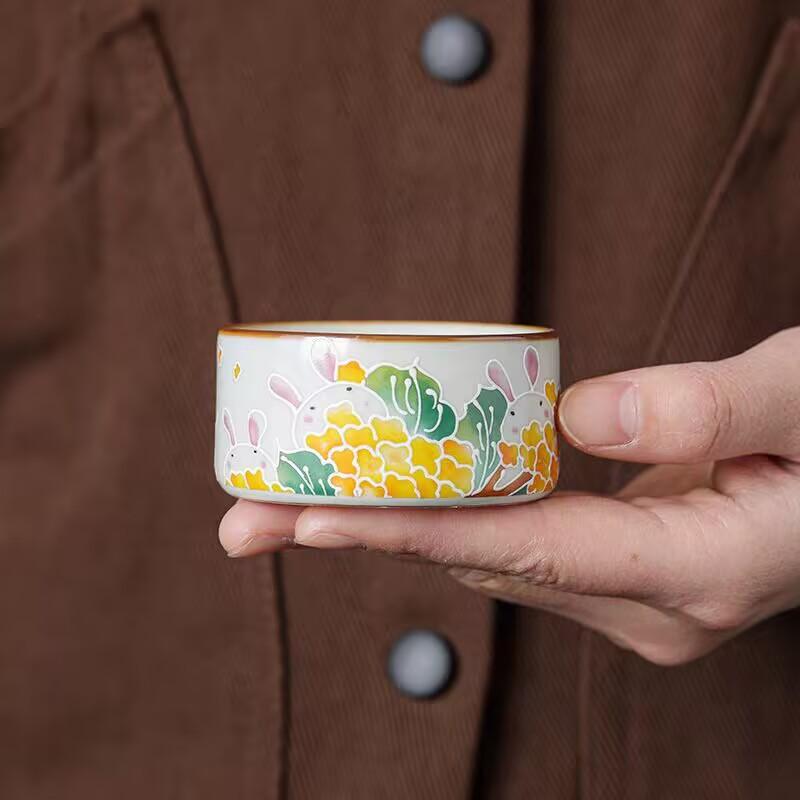 Ru Kiln Ceramic Teacup Master Cup Single Cup Home Office Kung Fu Tea Set Tea Cup Personal Tea Cup