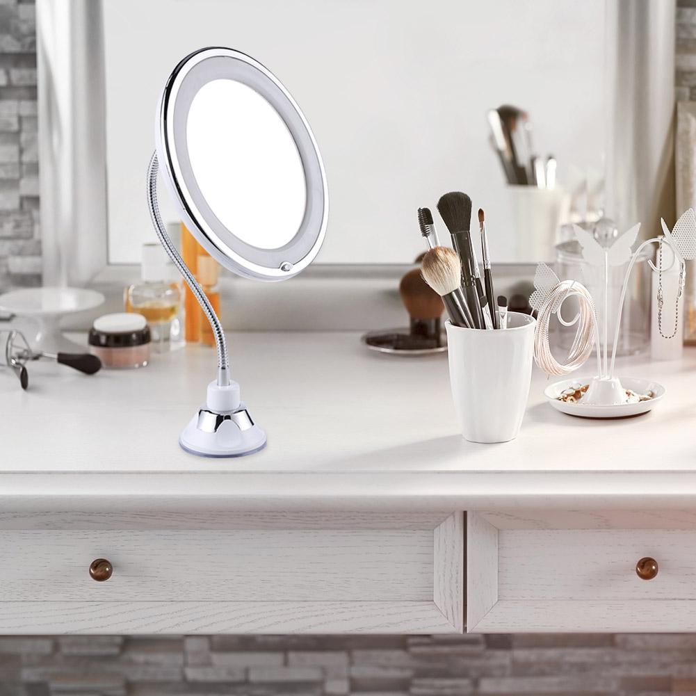 10X Magnifying Suction Mirror Fogless Shower Mirror with LED Light Bathroom Mirror 360 Degree Swivel for Home and Travel