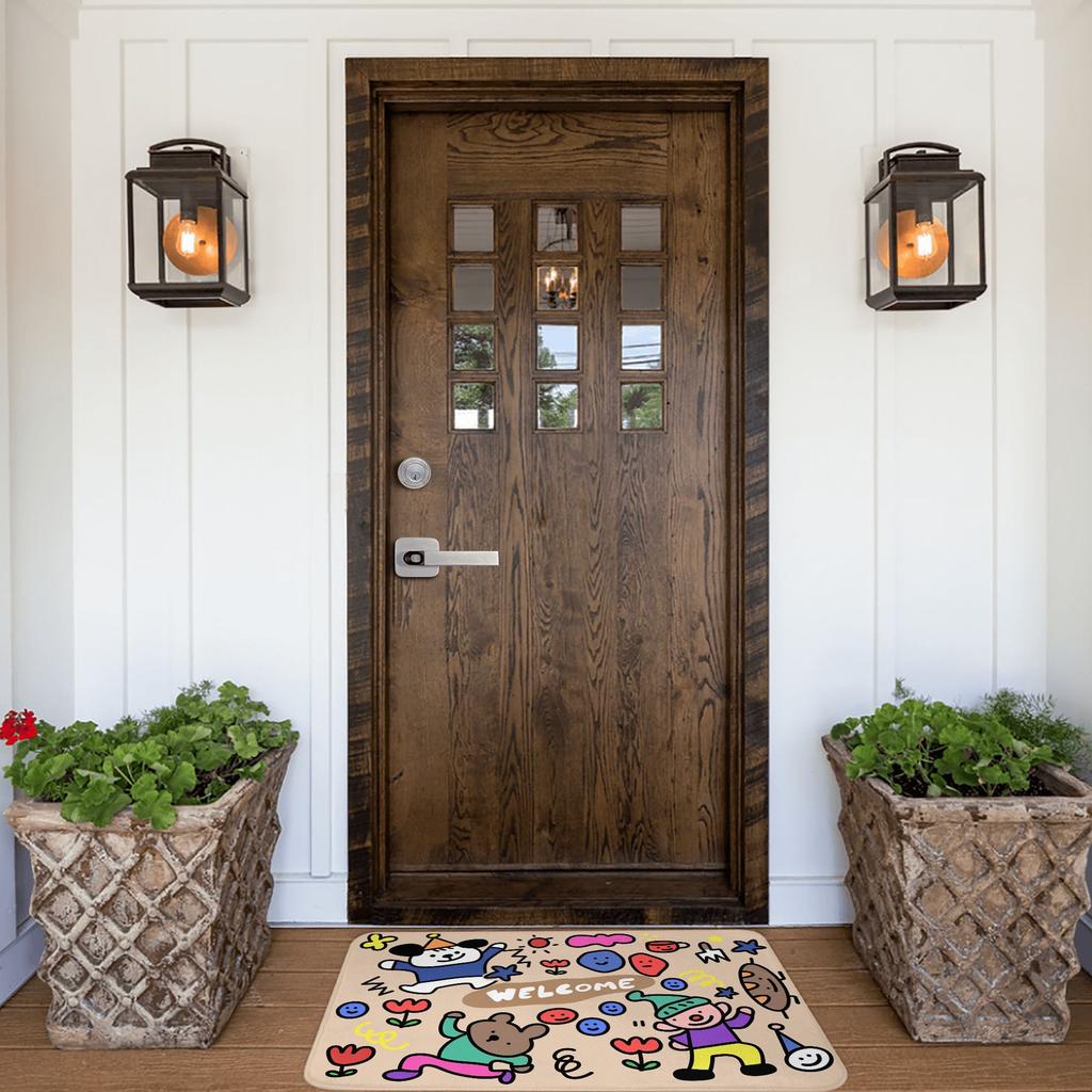Ins Cartoon Party Animals Welcome Front Door Mat Anti-Slip Outdoor Quick Dry Doormat Kitchen Balcony Entrance Rug Carpet