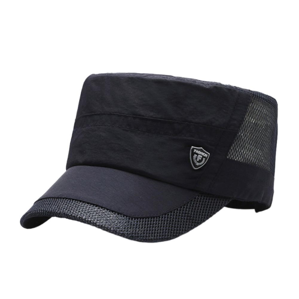 

Fashion Summer Fishing Hat Cotton Mesh Breathable Sun Hat Casual Retro Baseball Cap Men Women темно-синього кольору