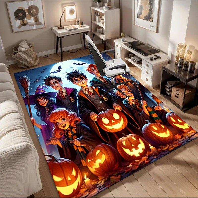 

Halloween Wizard Party Decorations: Pumpkin Lanterns & Broomsticks Office Mat Home Decor Office Rugs LB125 60cm by 90cm