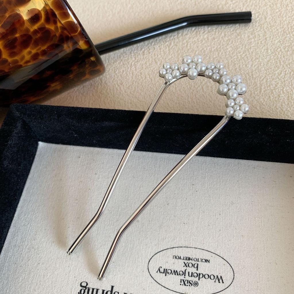 Exquisite U-shaped Hair Fork, Women's Pearl Tassel Hair Stick, Butterfly Hair Clip, Fashionable Hair Accessory, Women's Headwear