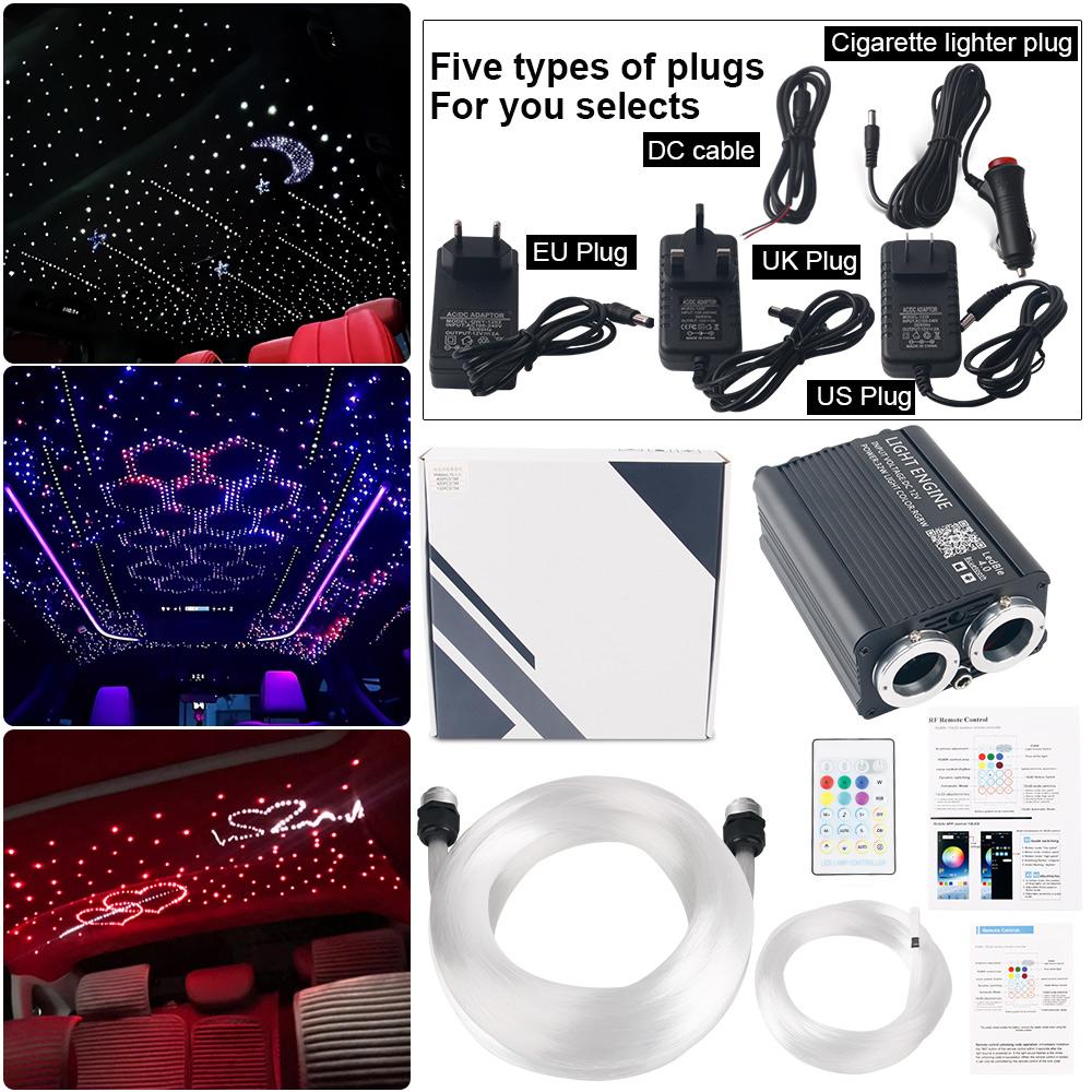 New 16W Car Starry Sky Light RGB Fiber Optic RGBW Ceiling Car Home Decor Interior Atmosphere Light Twinkle Starry Stream Light