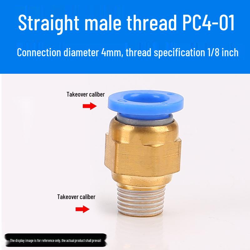 Luftröhre Pneumatischer Schnellverbinder PC8-02, Kupfer Außengewinde, Gerader Schnellsteckverbinder PC10-03/12-04.