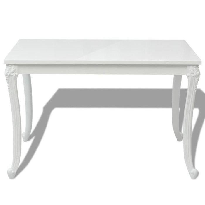 VidaXL Table de salle à manger 116 x 66 x 76 cm Blanc haute brillance 243383