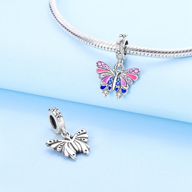 Original Copper Stylish Charms Beads Colorful Butterfly Pendants For Women Girls Fashion Bracelet Necklace Making Gifts