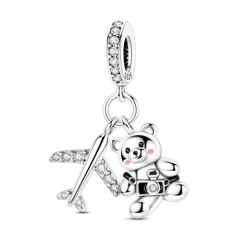 Original Copper Clover Charms Bead Inlaid Zirconium Cute Pets Snake Cat Pendants Fit Bracelet Jewelry Gift Marking