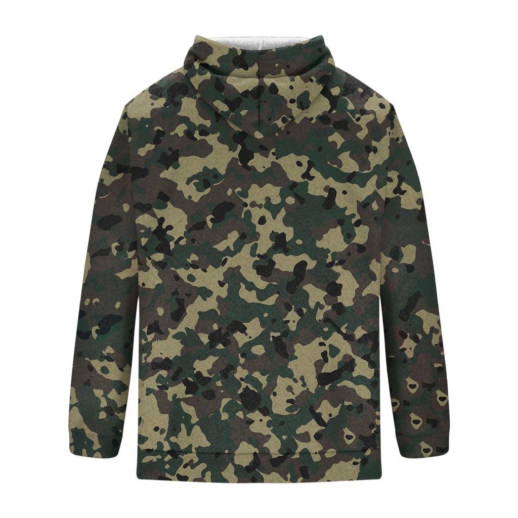 Men's Casual Hoodie with Retro Patchwork Print and Single Pocket