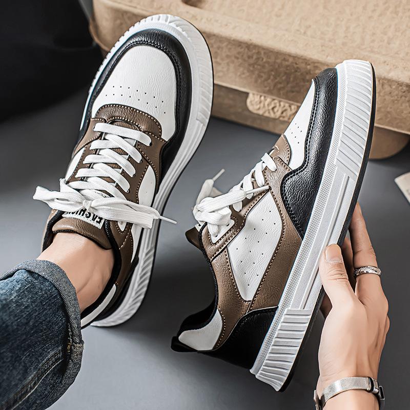 

2025 весна новая тенденция кеды мужские универсальные платформа модные мужские туфли повседневная обувь корейская версия дышащая обувь 46