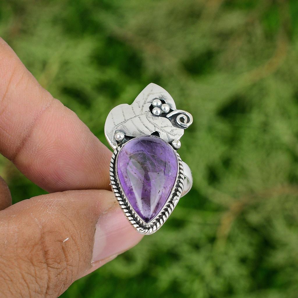 African Amethyst Gemstone Promise New Ring Jewelry Size 7.25 925 Sterling Silver