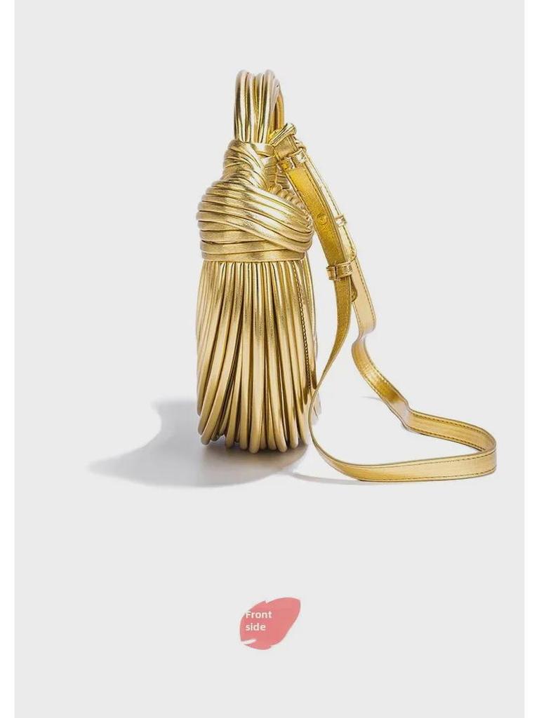 Women's Gold Hand-Woven Cloud Crossbody Bag