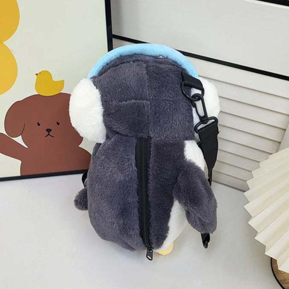 Dual-purpose Bag Children Backpack Plush Toy Animal Shoulder Bag Penguin Crossbody Bag  Gift
