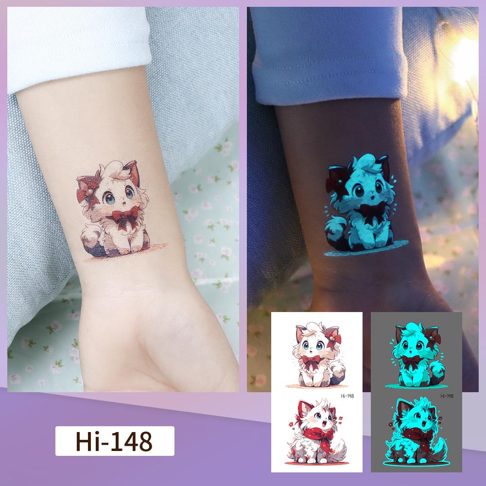 Rikalong Blaue Leuchtende Tattoo-Aufkleber: Niedliche Tierdesigns für Haustiere & Festivals