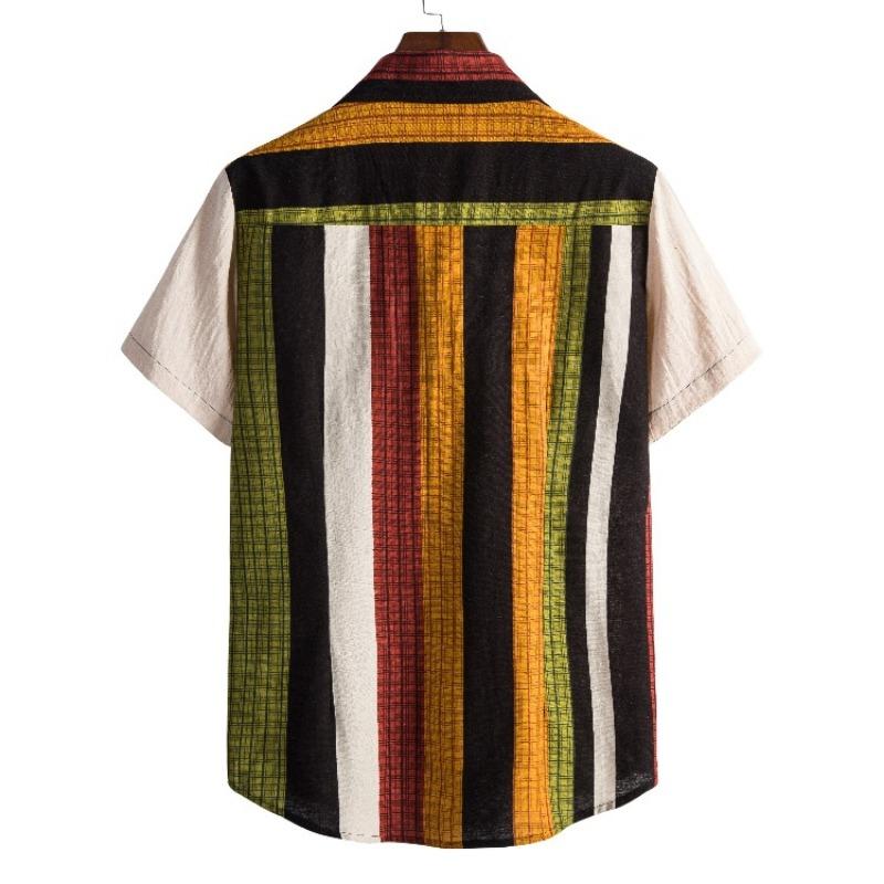 Men S Short Sleeve Loose Fit Striped Shirt