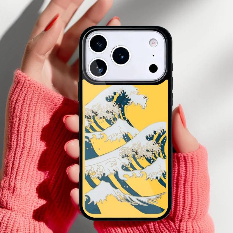 Cartoon Cute Stylish Waves Phone Case for iPhone 17 16 15 14 13 Pro Max Back Cover for 12 11 Pro Coque