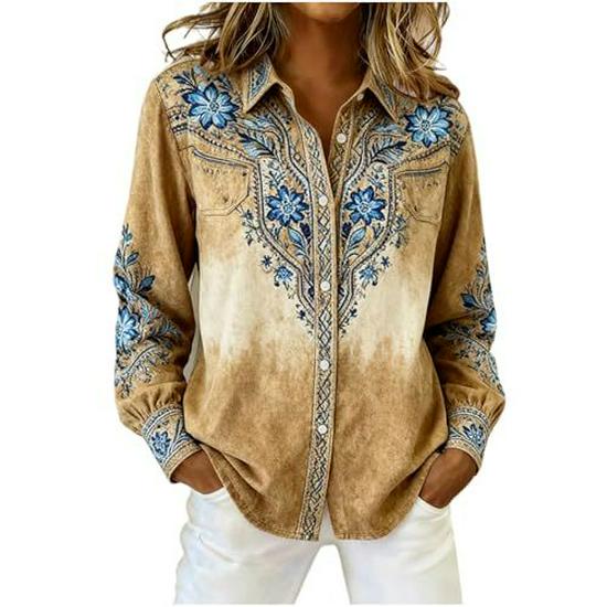2025 Summer Women's Unique Plaid Print Long-Sleeved Shirt
