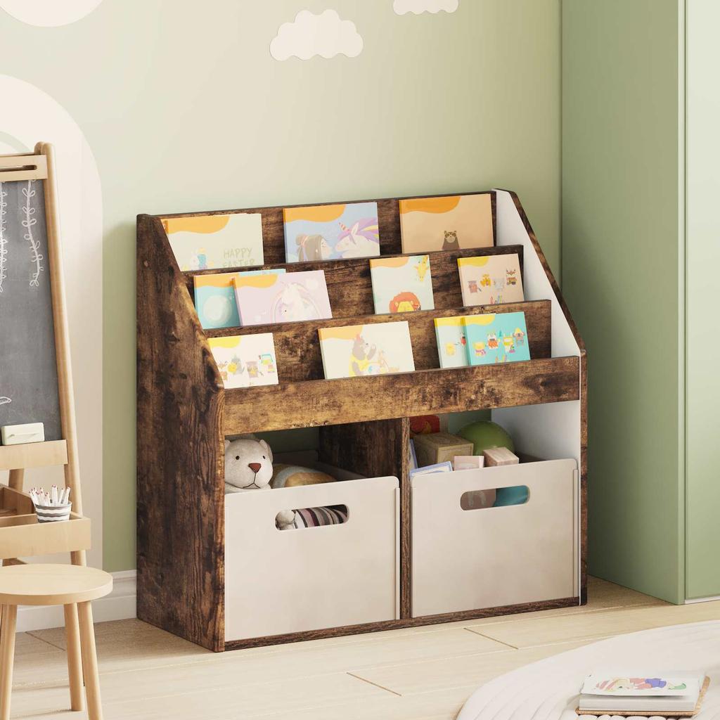 Kids Bookshelf Smoked Oak Finish 72.5 x 29.5 x 69 cm Engineered Wood