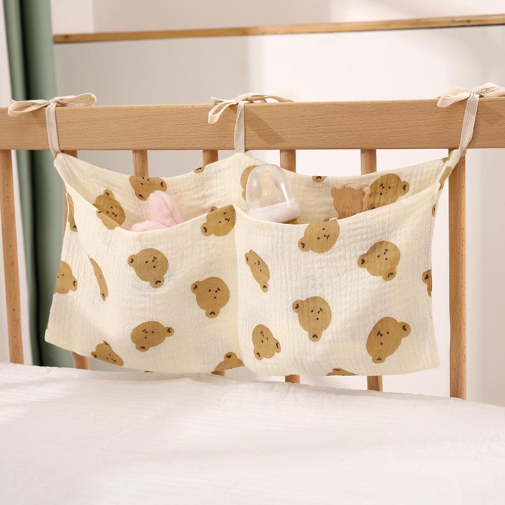 2 Pockets Crib Hanging Storage Bag Portable Baby Bedside Bag New Cot Bed Bag Infant Room