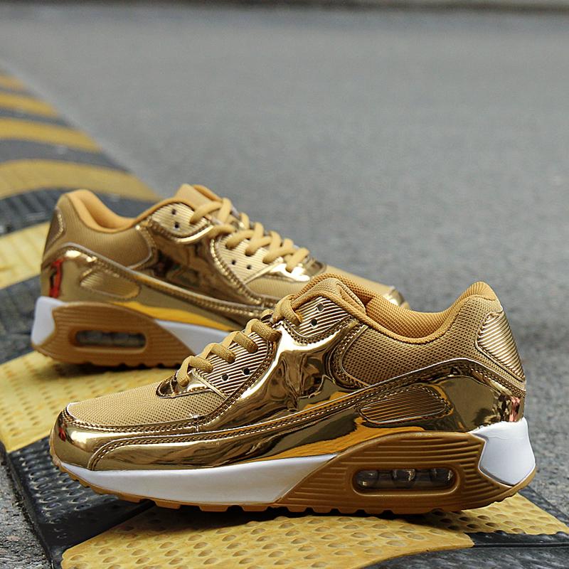 

Кроссовки на воздушной подушке Мягкая подошва Дышащая обувь Кроссовки Уличная сетчатая обувь 42 золотой