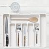 Adjustable Flatware Tableware Organizer with Dividers Utensil Holder Plastic Storage Tray for Spoons Forks Knives