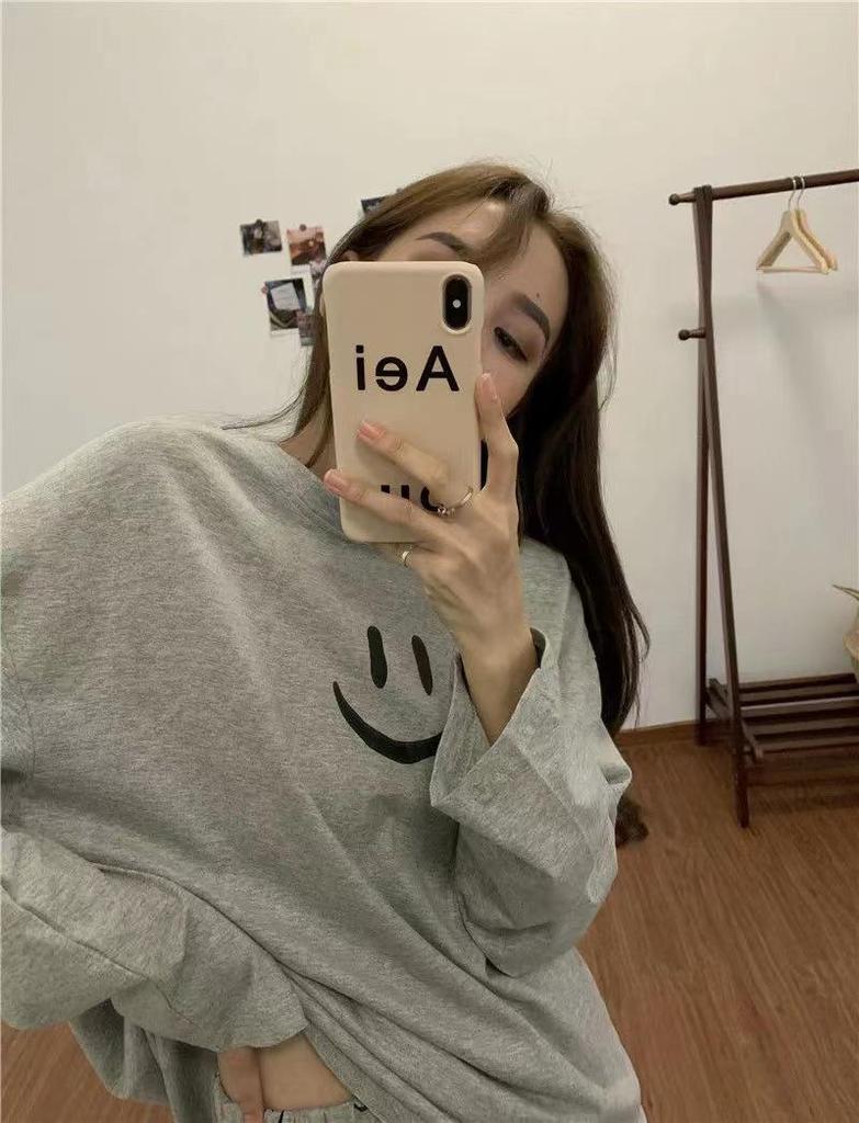 Women's Korean Smiley Cartoon Pajama Set - Soft, Skin-Friendly, Sporty Sleepwear