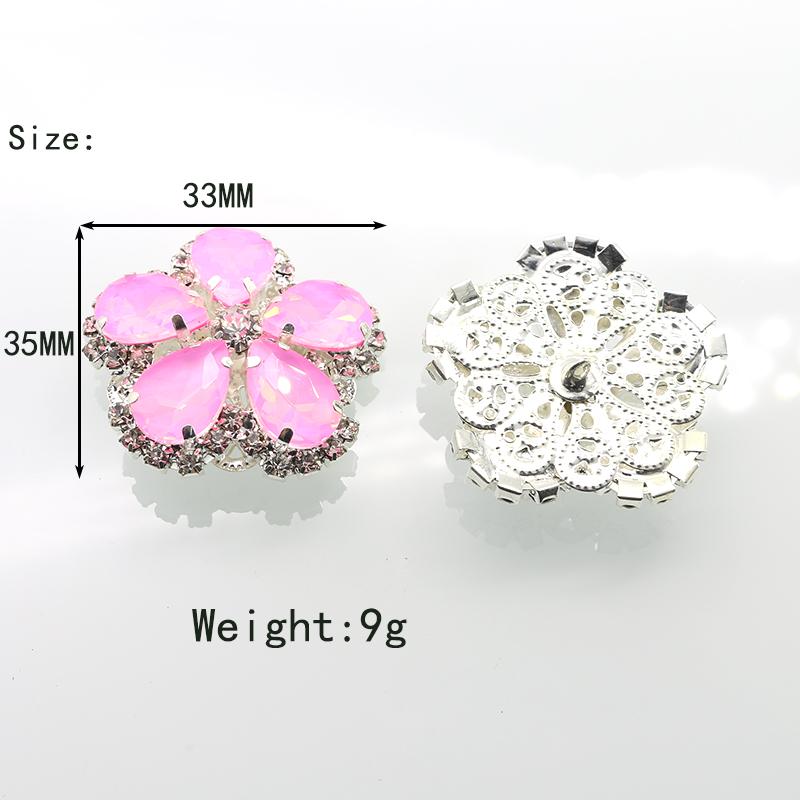 3Pcs/Lot33 * 35MM Flower Plate Button Water Diamond Flower Colored Coat Decoration Button DIY Hand Sewn Clothing Accessories